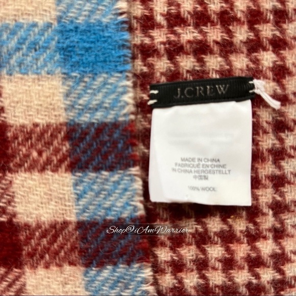 J.Crew double faced plaid/houndstooth wool fringe scarf *shop@iamwarrior - Picture 7 of 10
